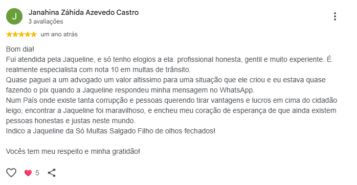 Avaliação de Janahina Záhida Azevedo Castro no Google